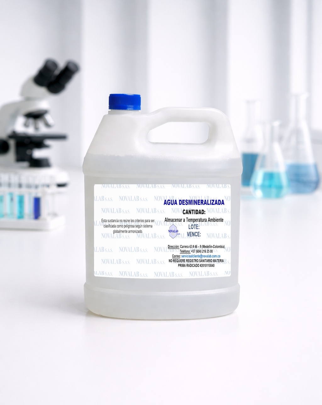 Agua Desmineralizada (RESISTENCIA> 500.000 ohm-cm )